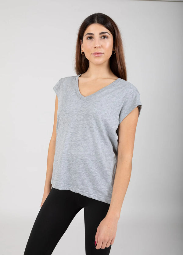 V-Neck T-shirt - Light Grey Melange