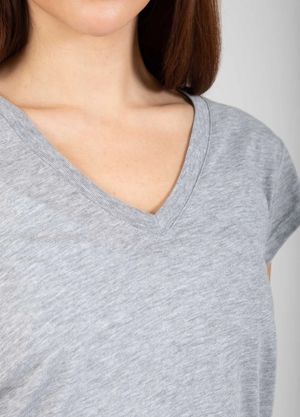 V-Neck T-shirt - Light Grey Melange