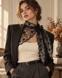 Lace Triangle Scarf – Black