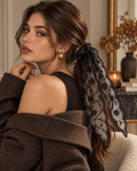 Lace Triangle Scarf – Black
