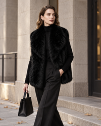 Cleo Fur Vest - Black