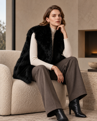 Cleo Fur Vest - Black
