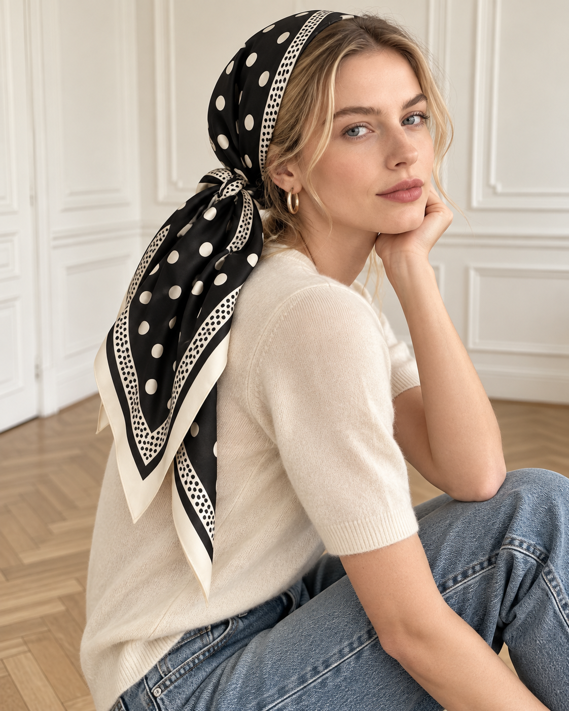 Dottie Scarf - Black/Cream