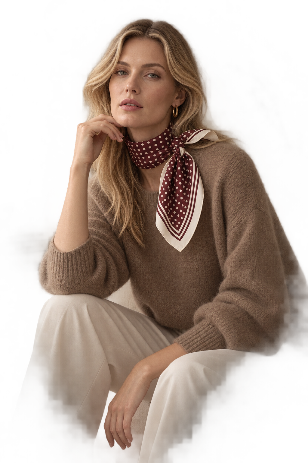 Romy Scarf - Burgundy/Cream