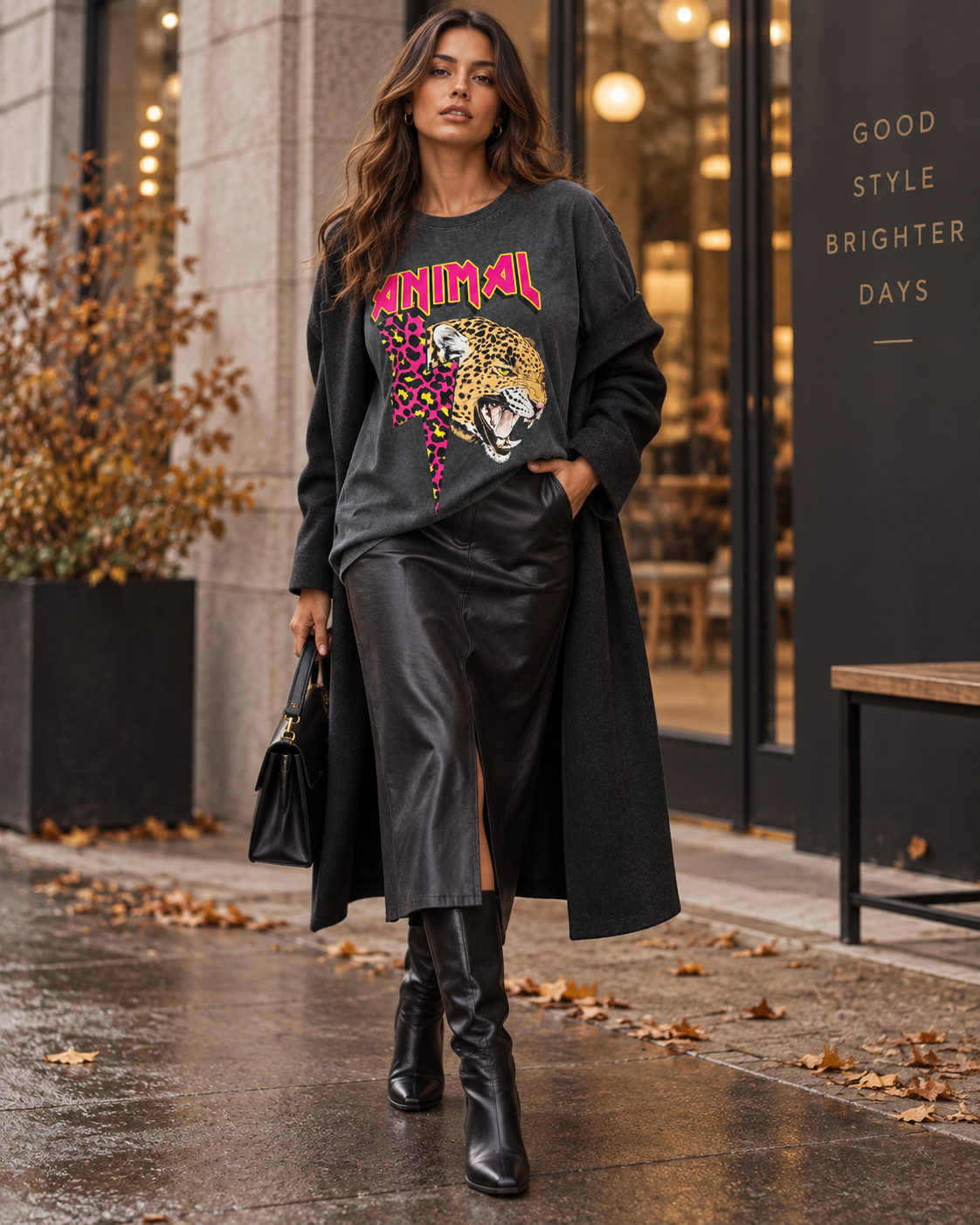 Wild Animal Tee - Washed Black