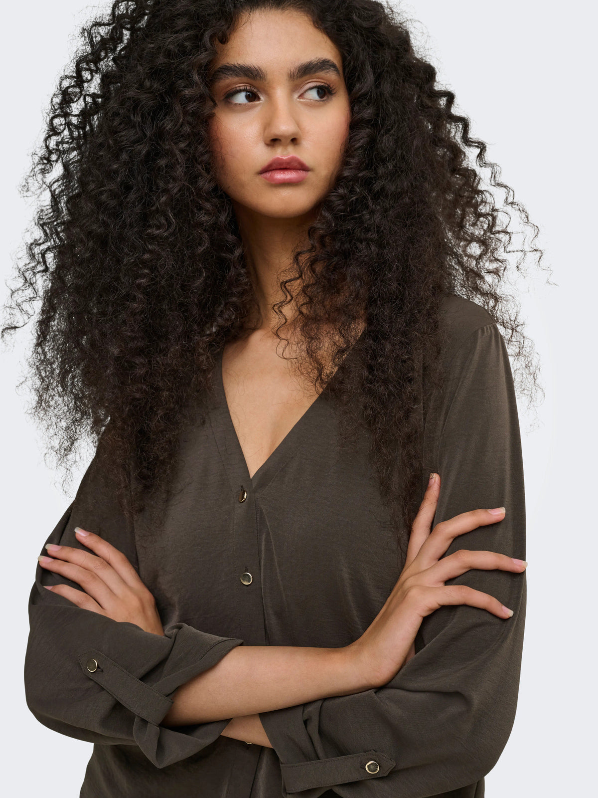 Aya Button Top -  Mulch