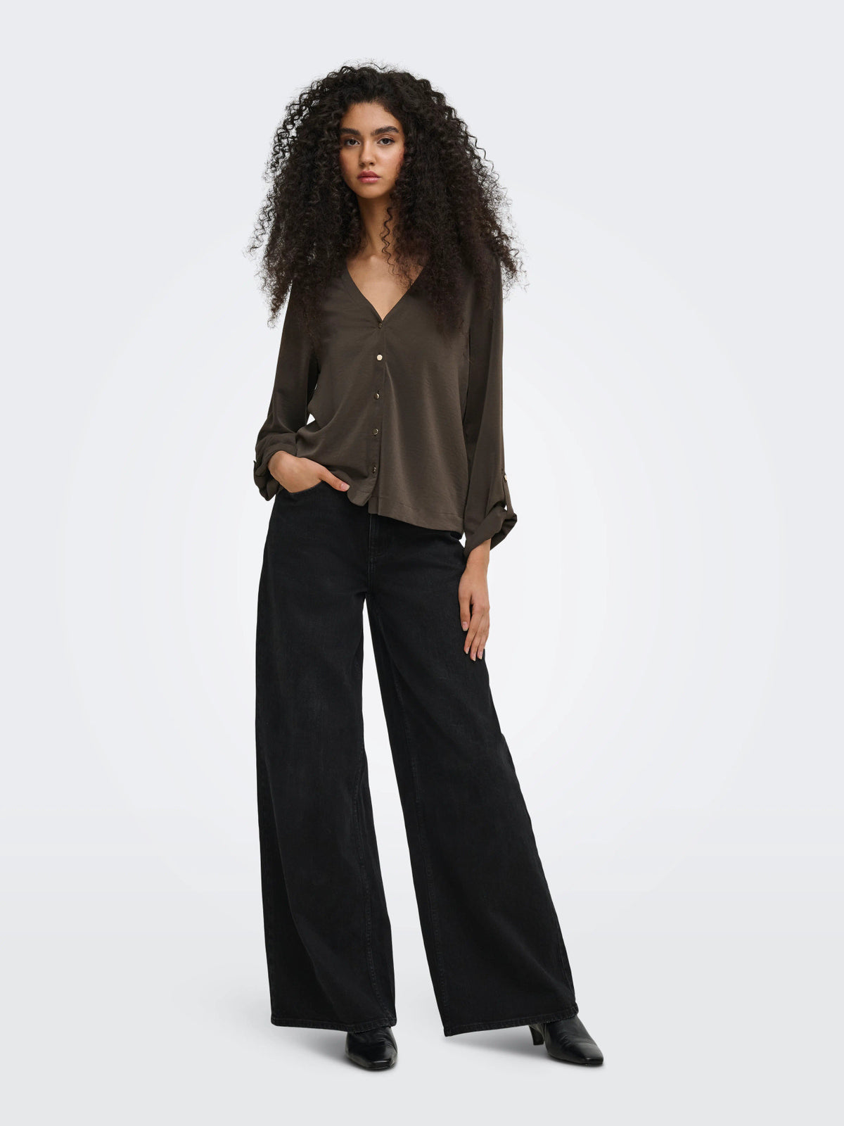 Aya Button Top -  Mulch