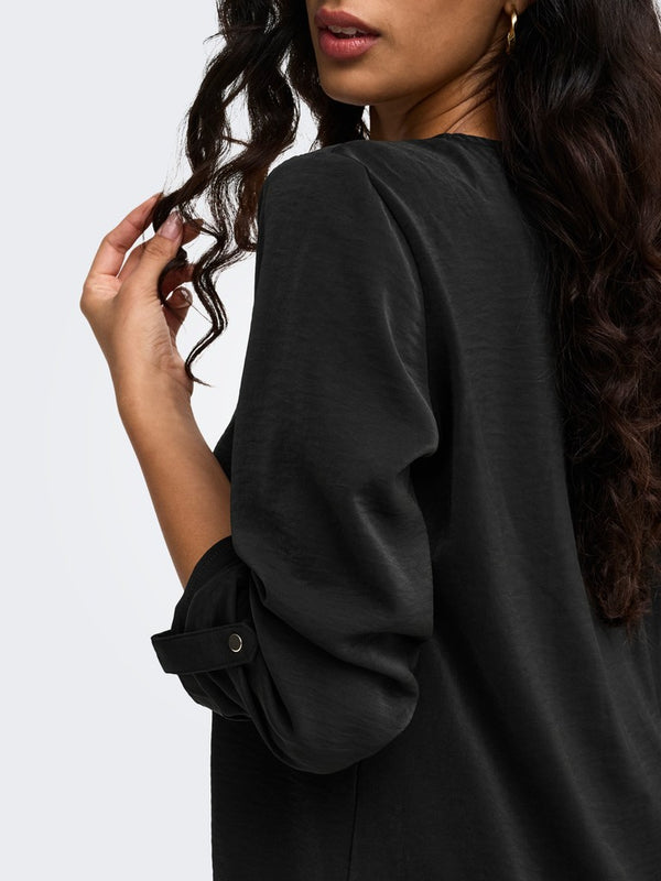 Aya Button Top - Black