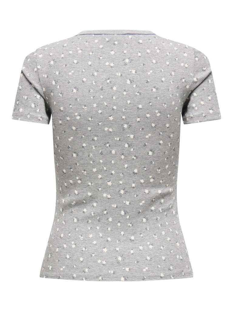Lucky Top - Light Grey Soft Flower