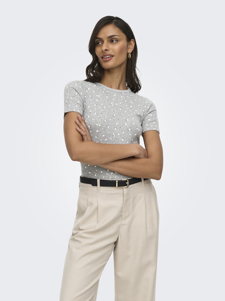Lucky Top - Light Grey Soft Flower
