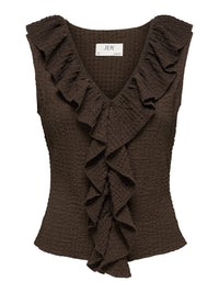 Turbo Frill Top -  Chocolate Brown