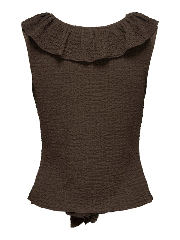 Turbo Frill Top -  Chocolate Brown