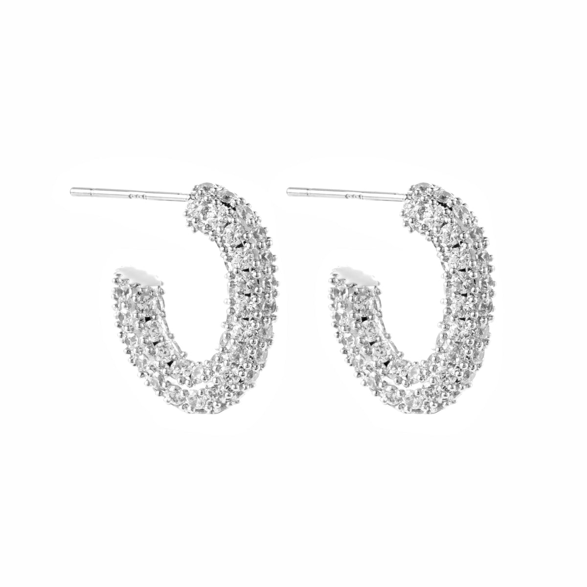 Monaco Pavé Hoops 13mm - Steel