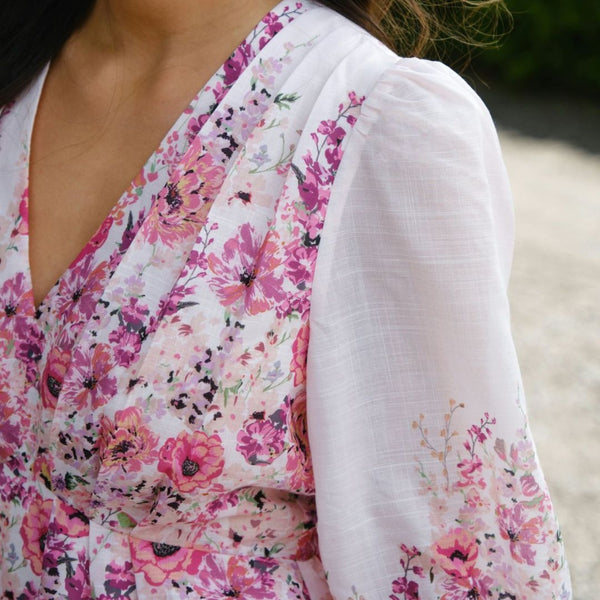 Fie Flower Print Blouse - Rose