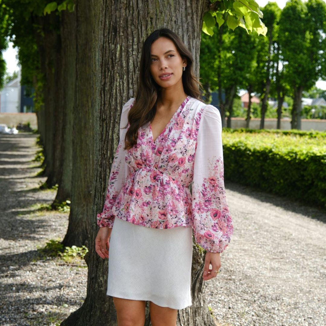 Fie Flower Print Blouse - Rose
