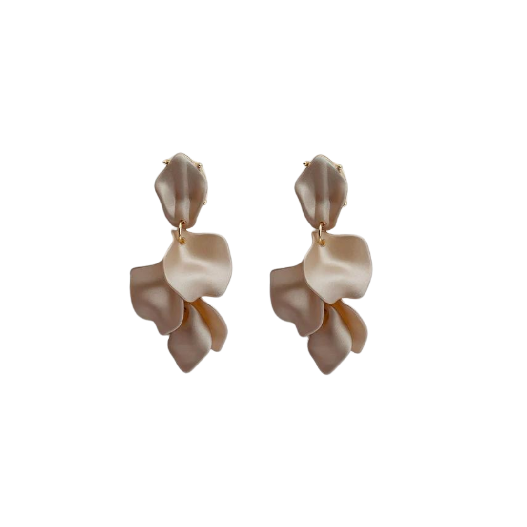 Leaf Earrings - Pearl Nougat