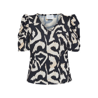 Vya Short Sleeve V-Neck Top - Graphic