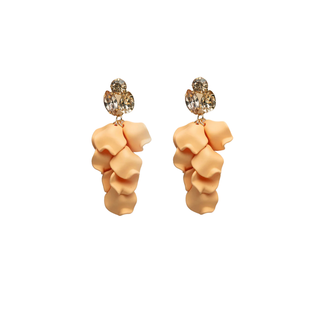 Leaf Earrings Mini CZ - Peach