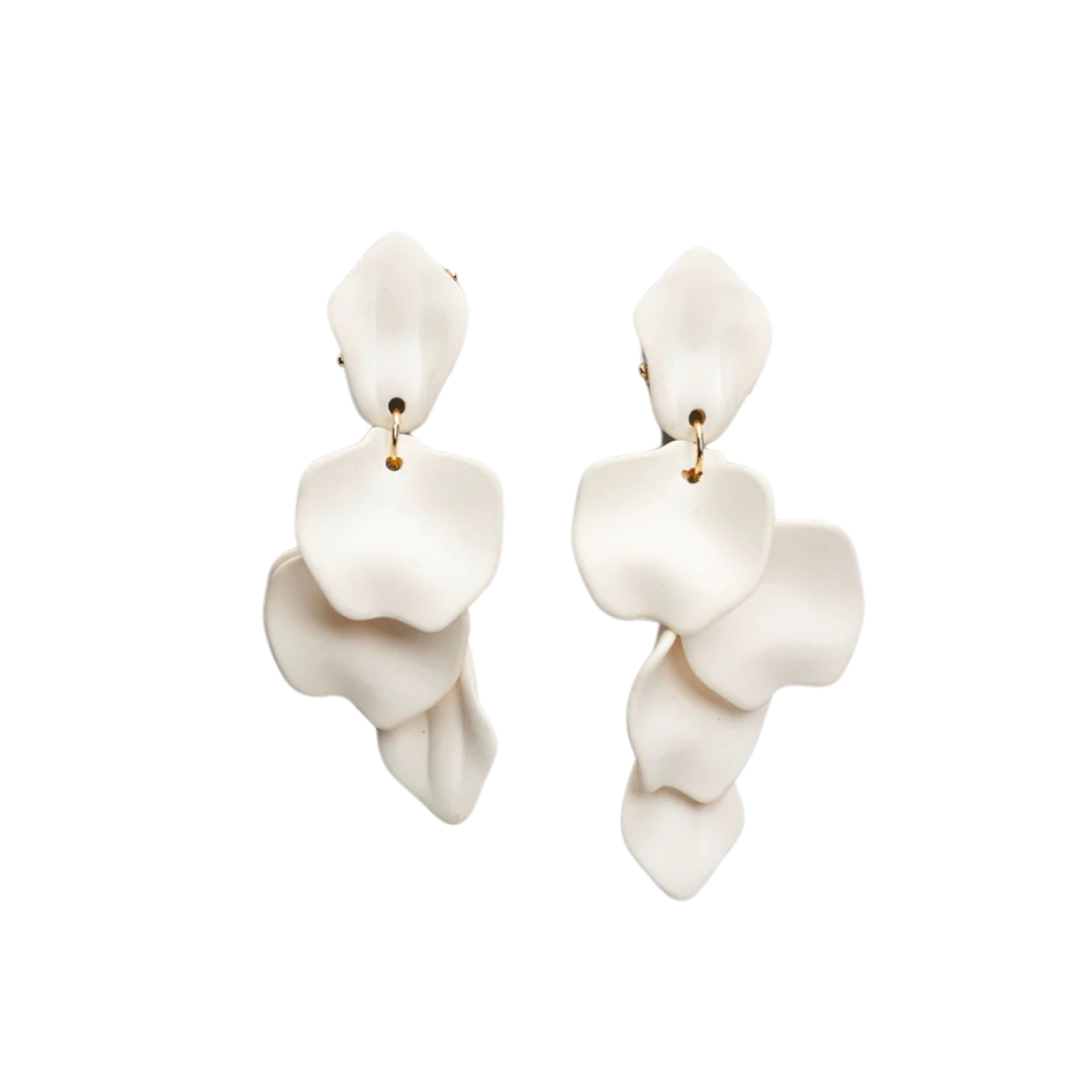 Leaf Earrings - White Mat