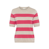 Lizza Knit - Striped Raspberry/Grey Feather