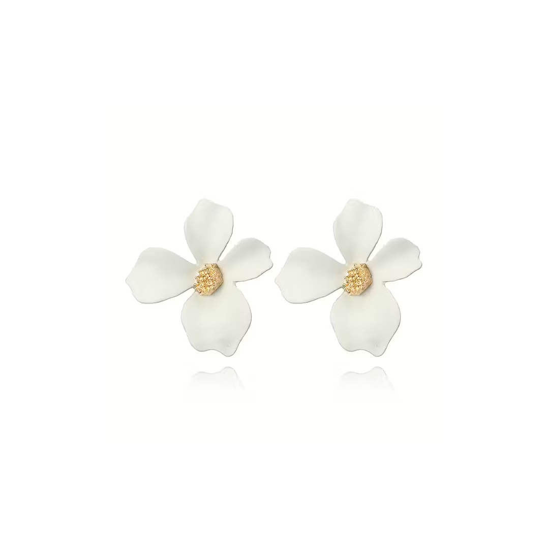 Lilly Flower Earring - White