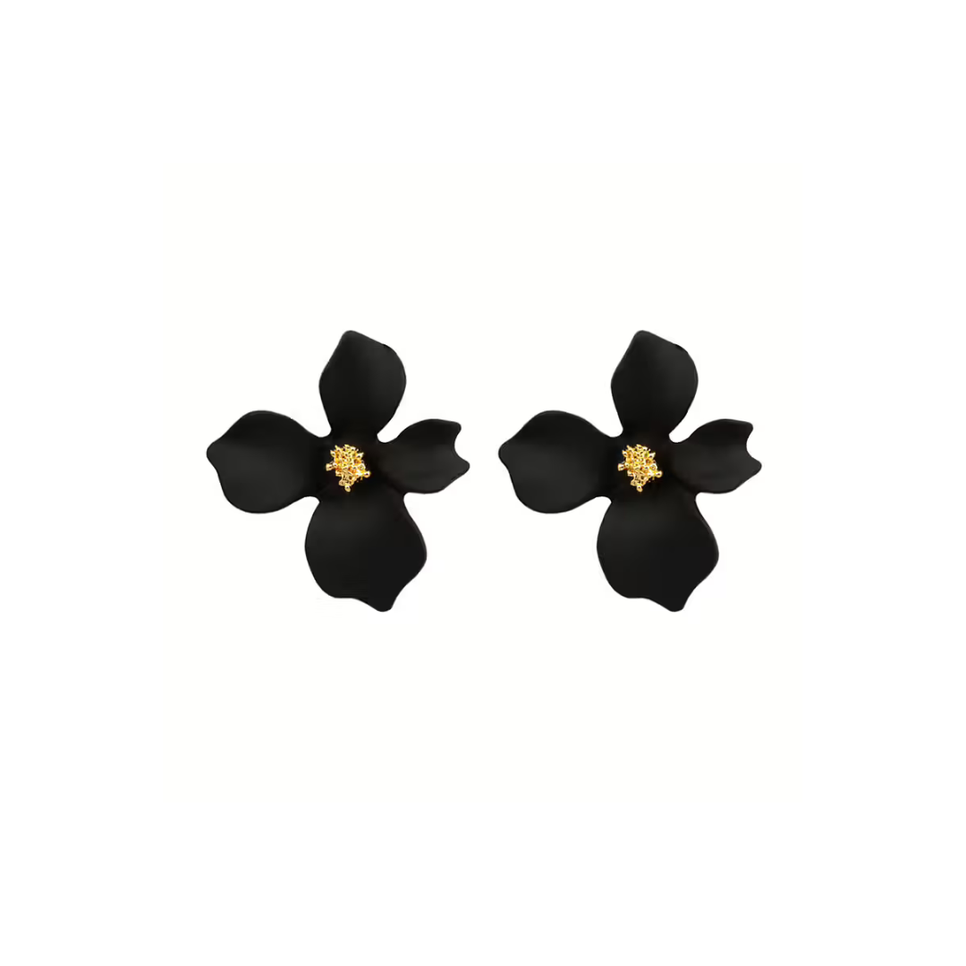 Lilly Flower Earring - Black