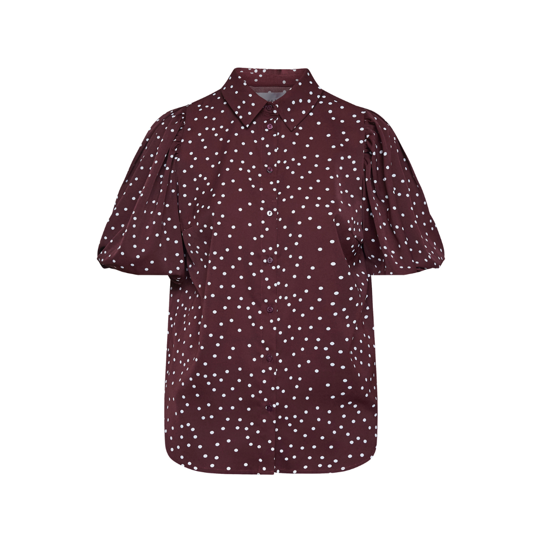 Ella Shirt - Bordeaux/Dot