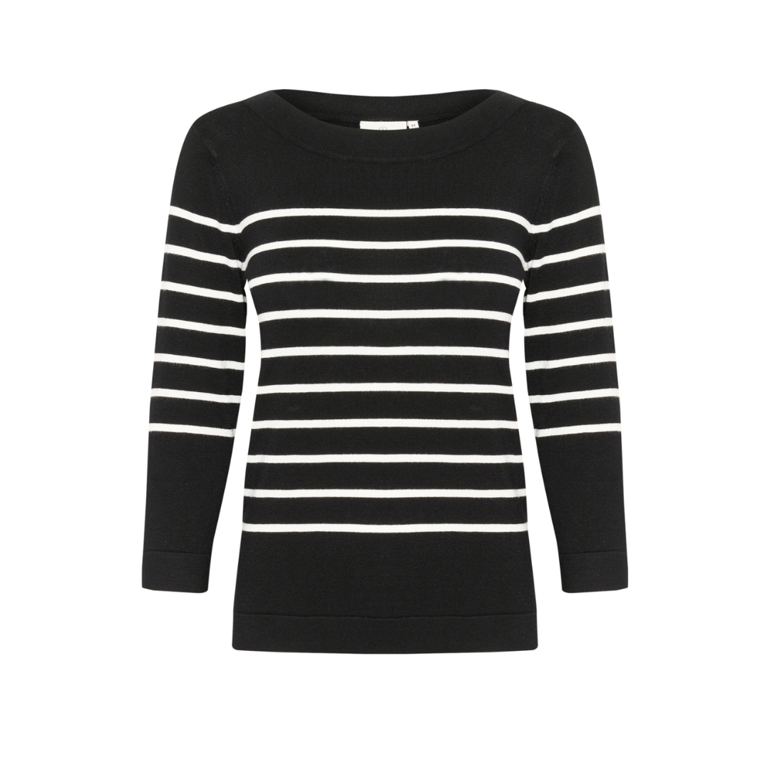 Lizza Boatneck Knit - Black/Chalk