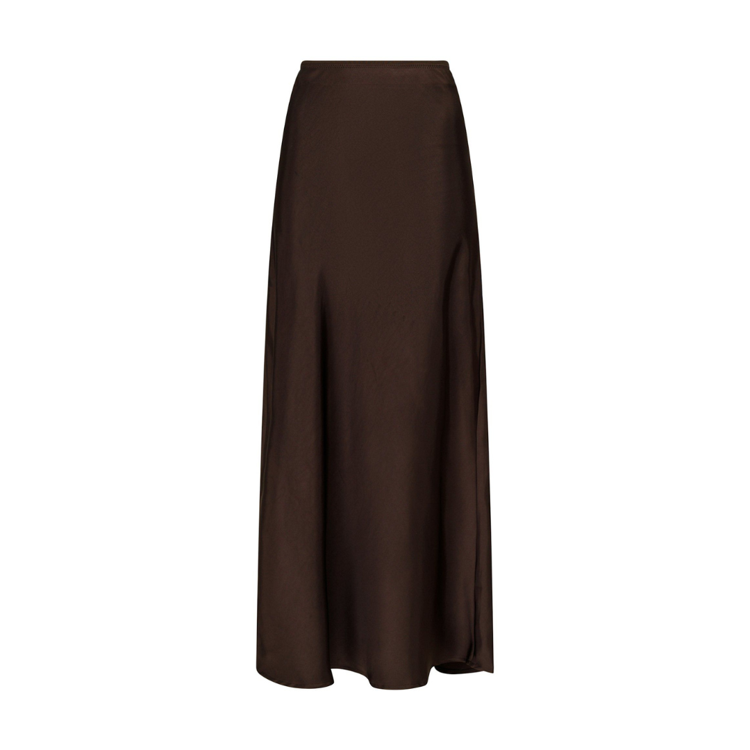 Vicky Sateen Skirt - Dark Brown