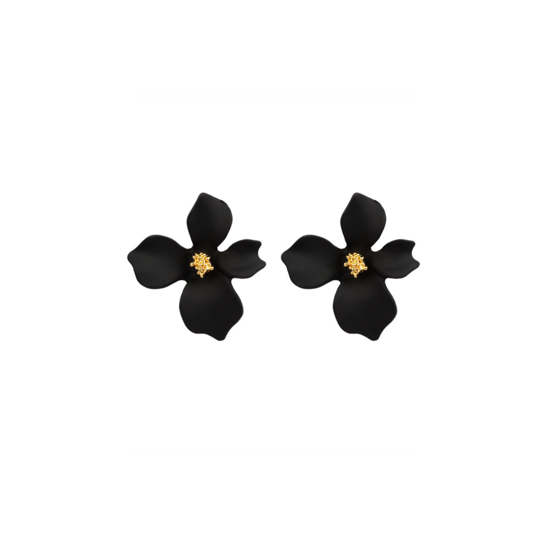 Lilly Flower Earring - Black