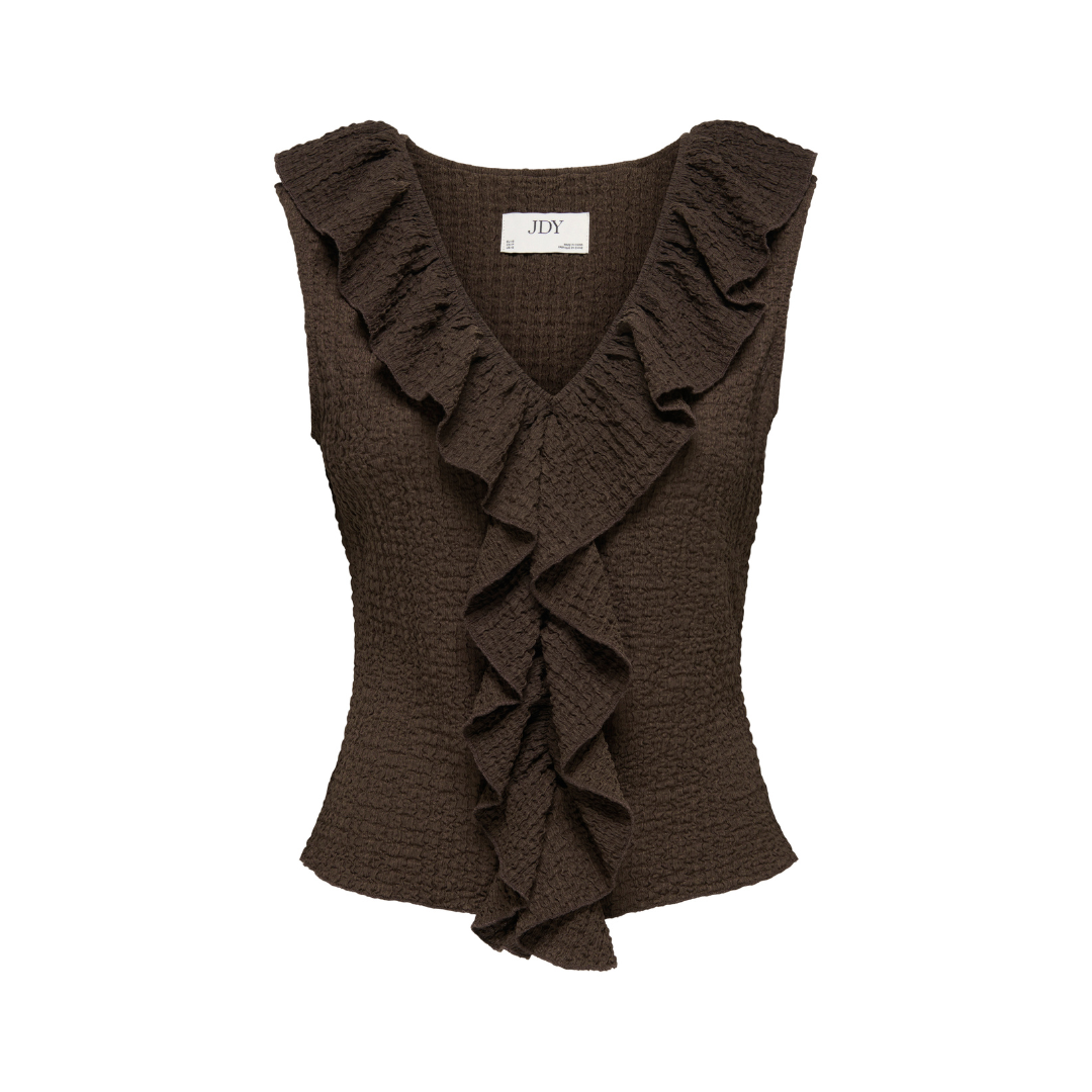 Turbo Frill Top -  Chocolate Brown