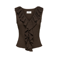 Turbo Frill Top -  Chocolate Brown