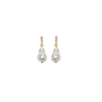 Pearl Square Earrings - White