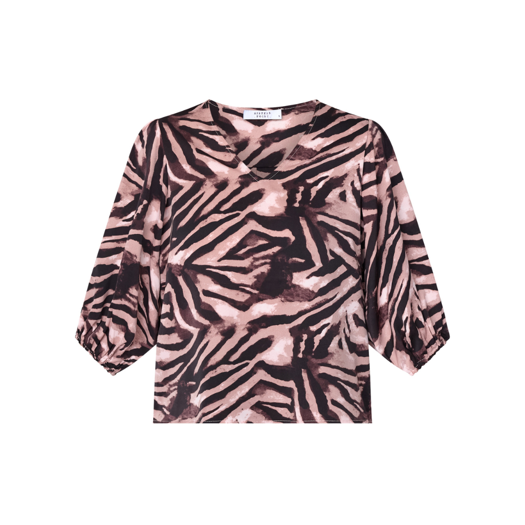Ventia Blouse - Bordeaux/Zebra