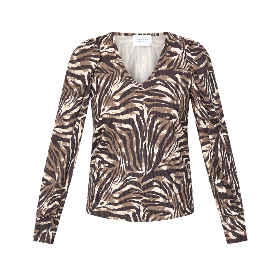 Vya V-Neck Top - Zebra