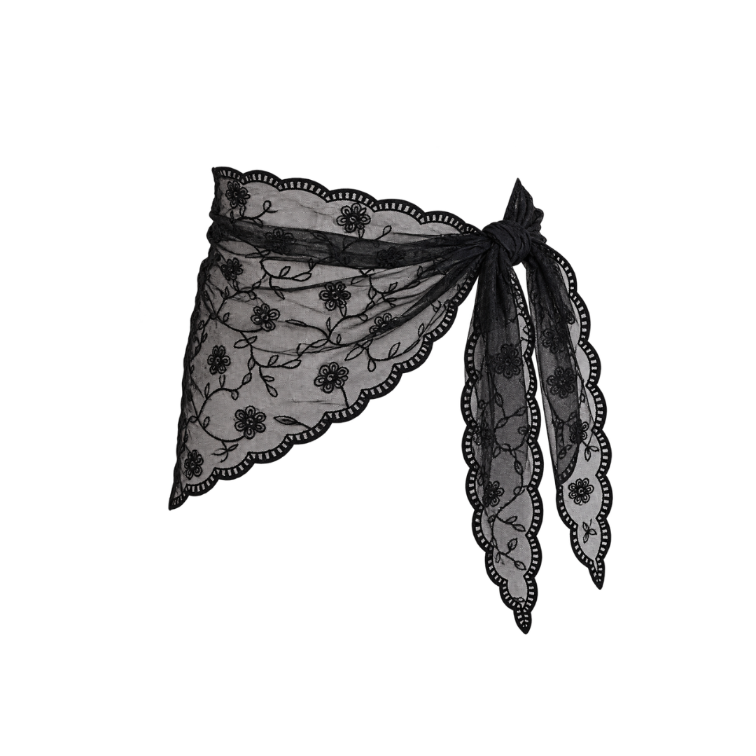 Lace Triangle Scarf – Black
