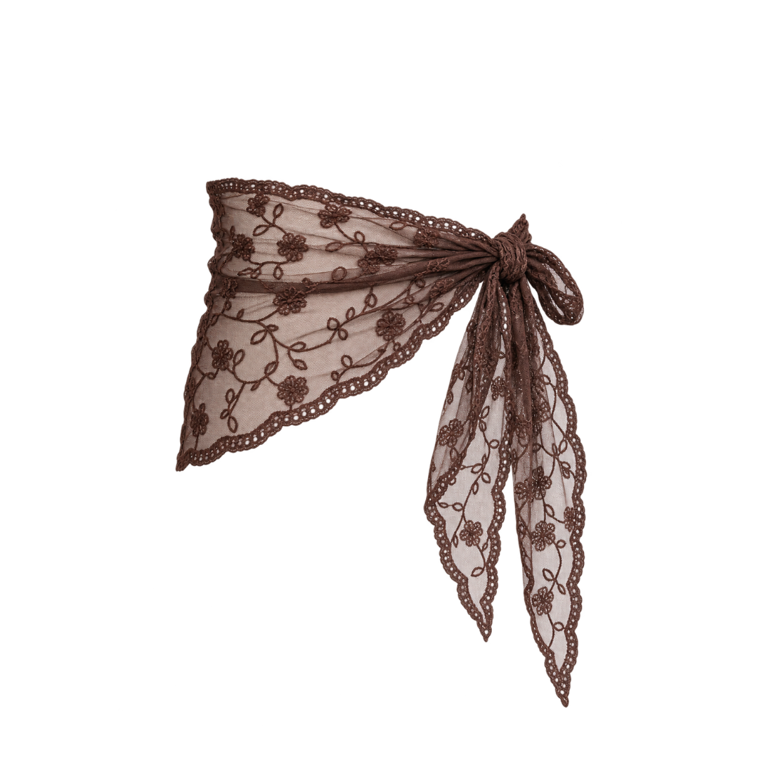 Lace Triangle Scarf – Brown