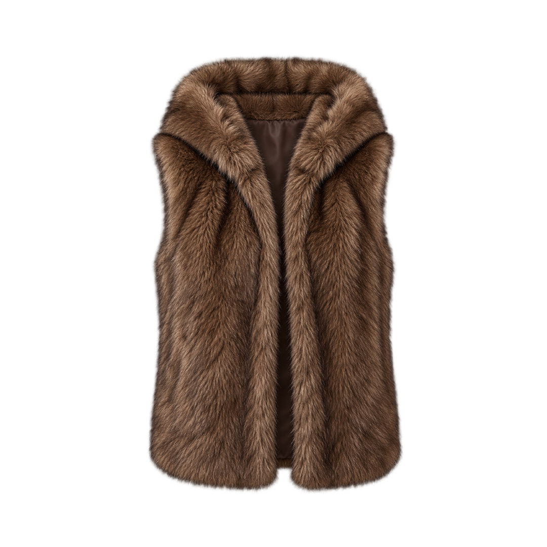 Sienna Faux Fur Vest- Brown