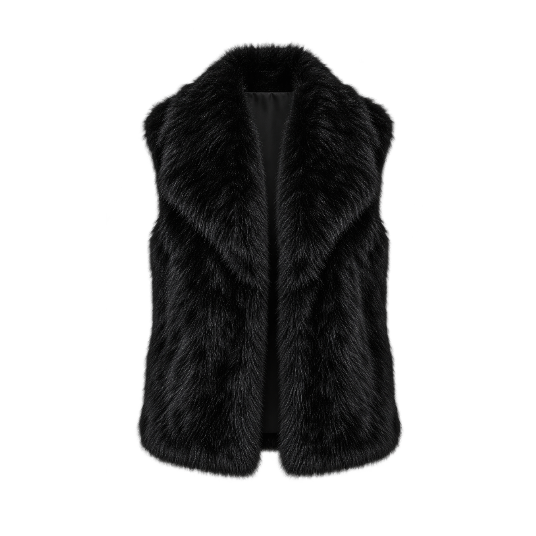 Cleo Fur Vest - Black