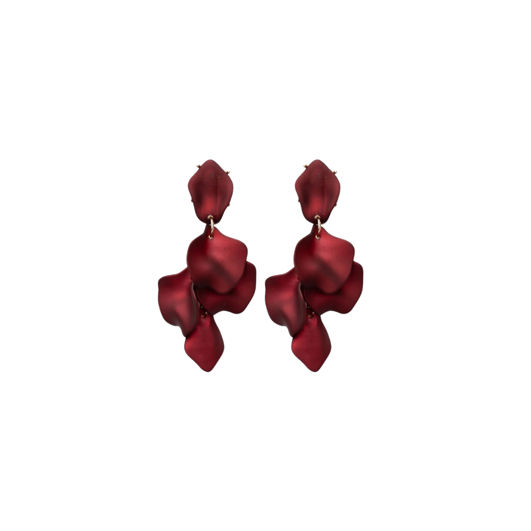 Leaf Earrings - Dark Burgundy
