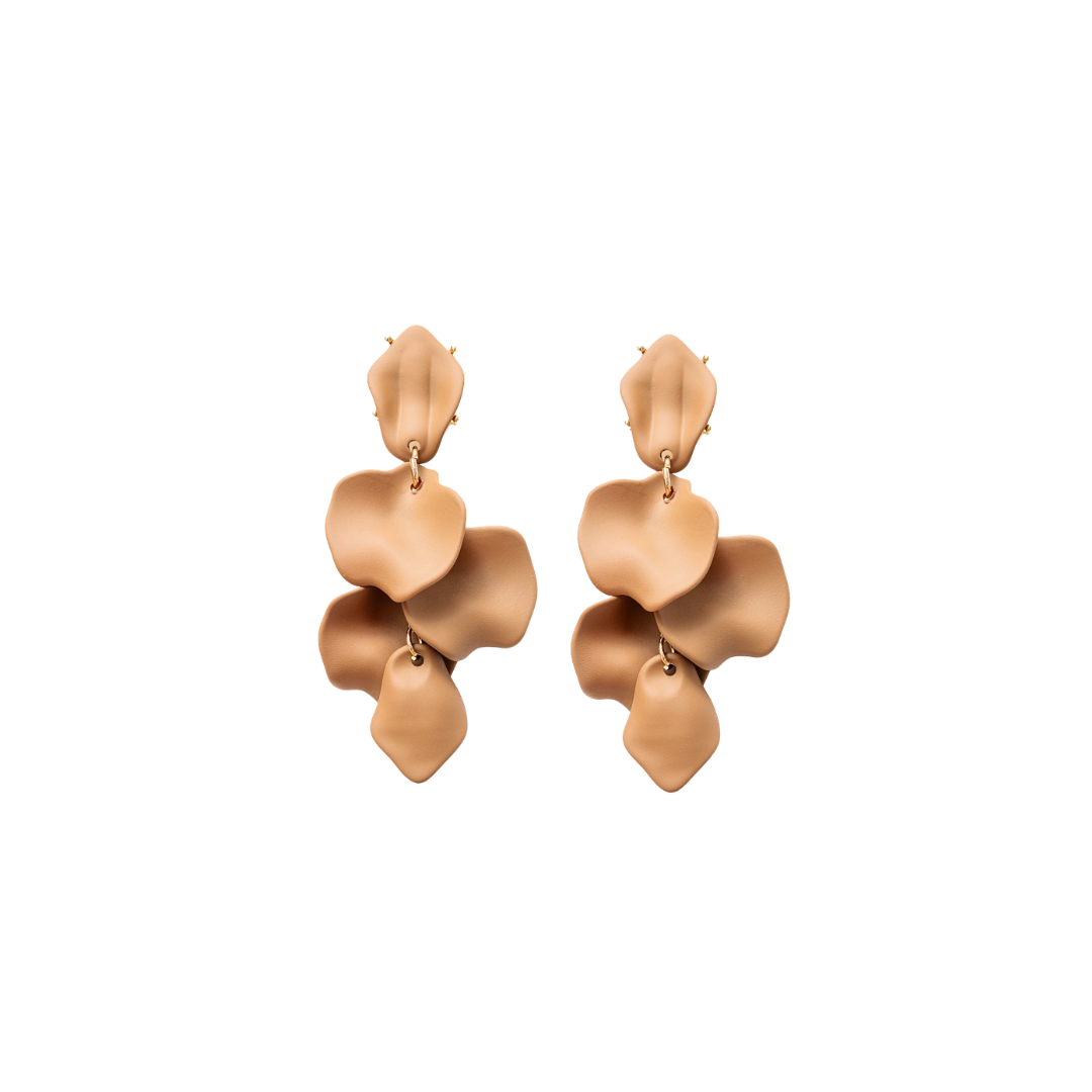 Leaf Earrings - Light Camel
