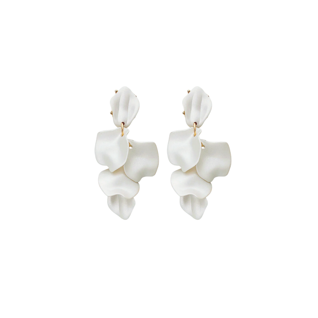 Leaf Earrings - Pearl White
