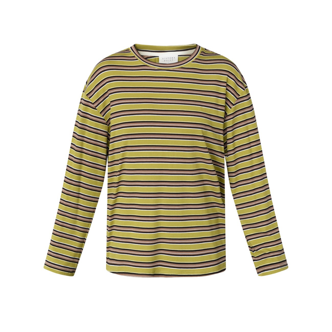 Esther Top - Moss/Brown Stripes