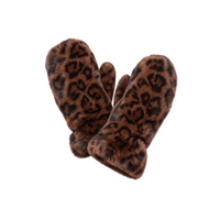 Leona Faux Fur Mittens – Brown Leo