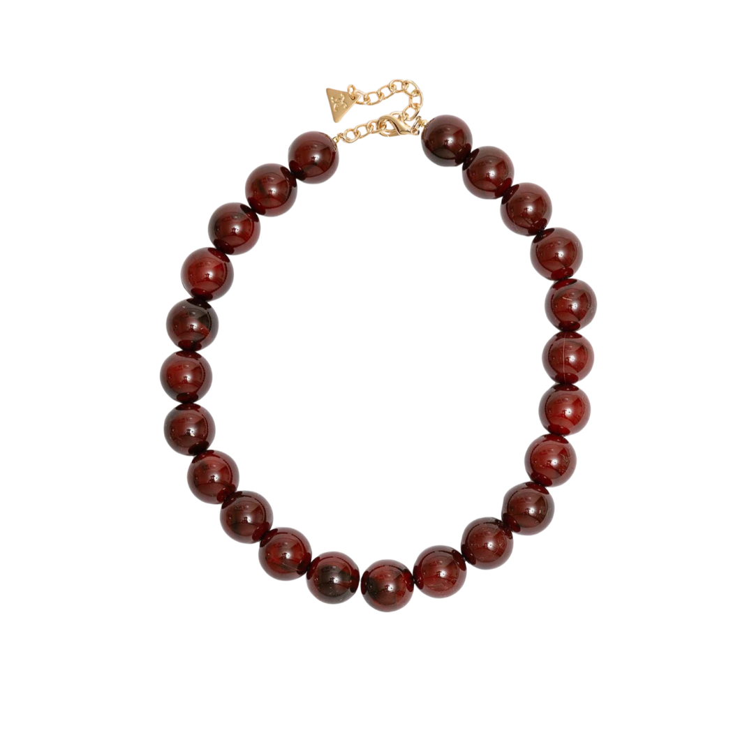Bold Pearl Necklace - Burgundy