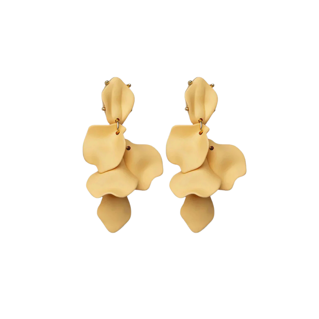 Leaf Earrings - Soft Yellow