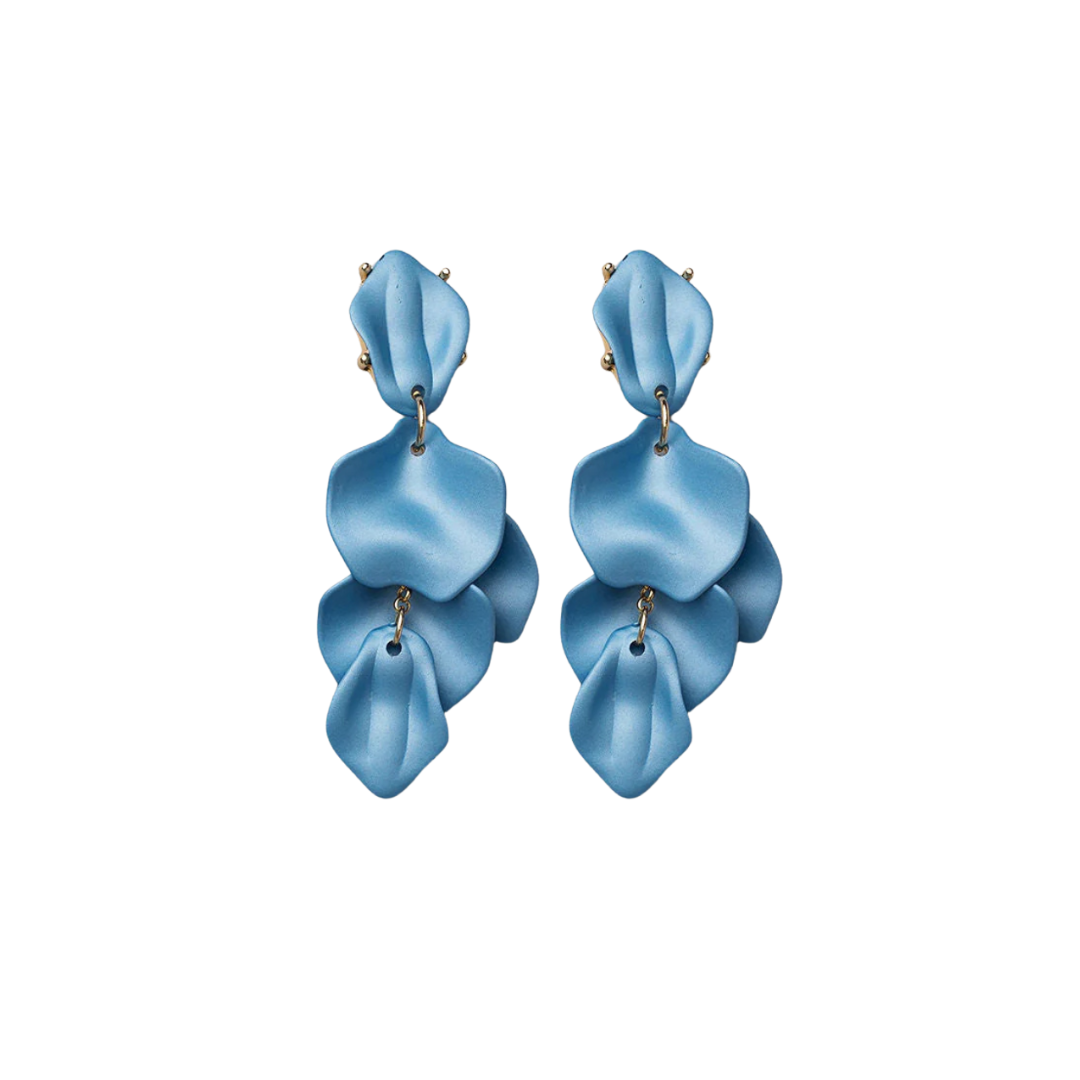 Leaf Earrings - Denim Blue