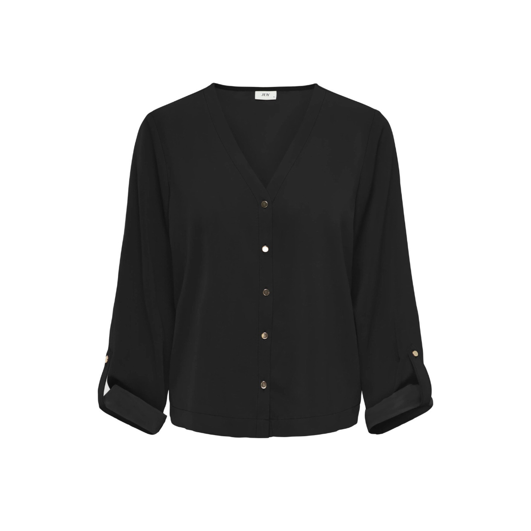 Aya Button Top - Black