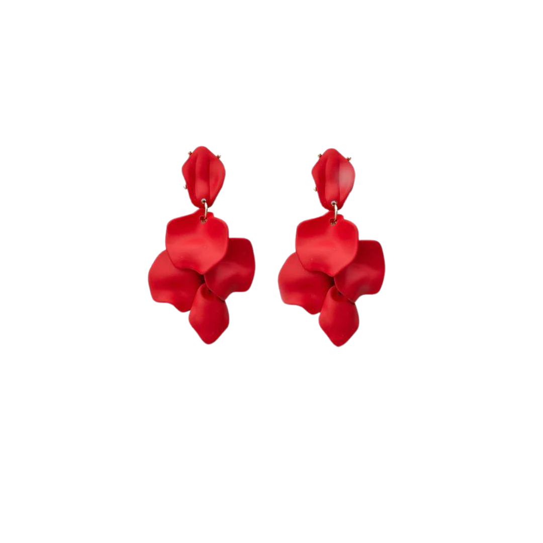 Leaf Earrings - Mat Red