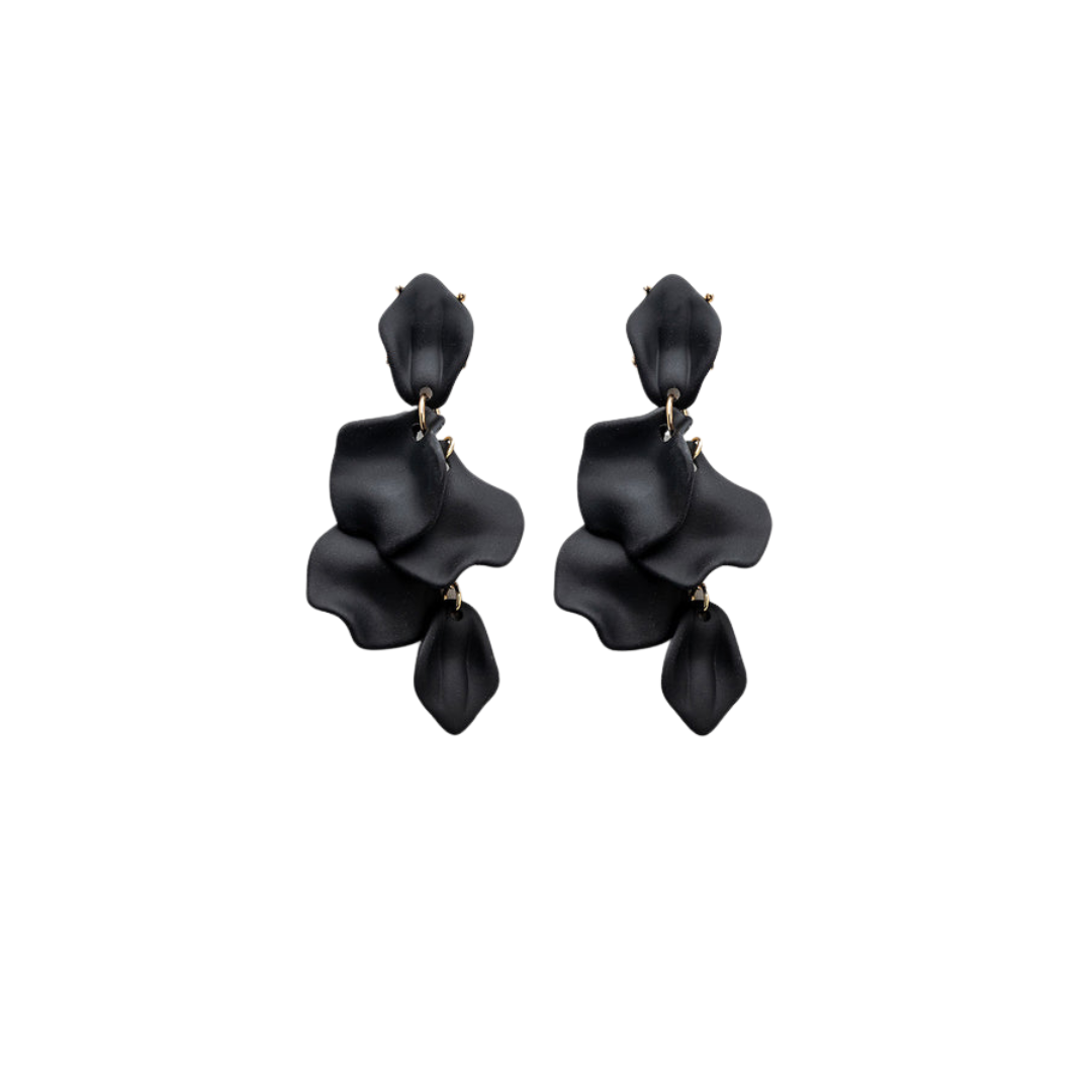 Leaf Earrings - Black Mat
